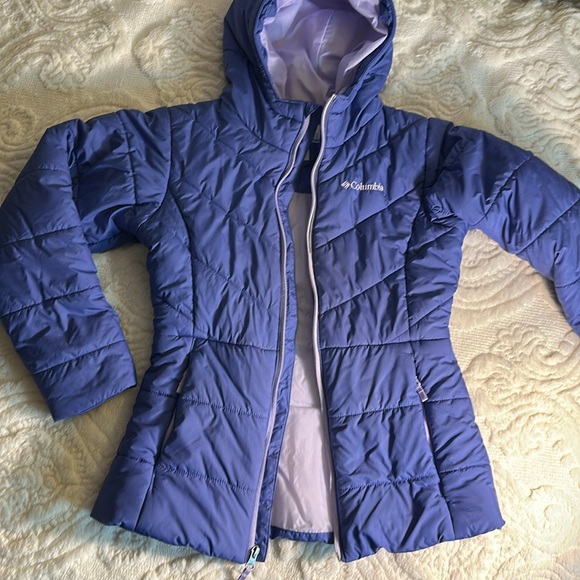 Columbia Blue Hooded puffer Jacket youth sz M(10-12) - Picture 3 of 13